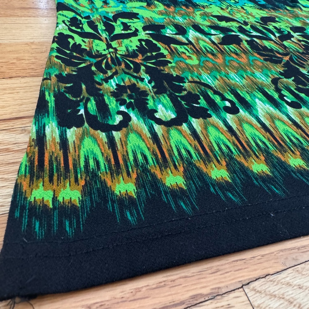Bob Mackie Shirt Womens Sm Green Wearable Art Pullover Long Sleeve Pattern Top - Picture 5 of 11